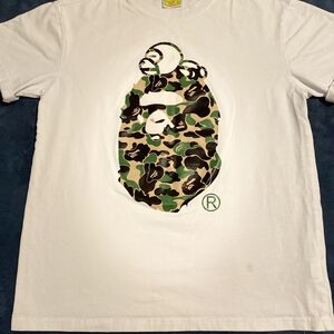 Bape White Tee with Camo Logo